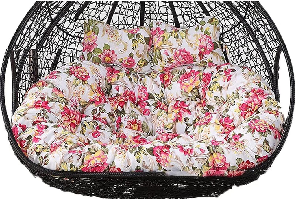 ZTGL Hammock Swing Chair Cushion, Double Egg Chair Cushion Replacement, Outdoor Patio Wicker Loveseat Hanging Swing Egg Chairs for 2 Persons Patio Backyard Balcony,Flower c
