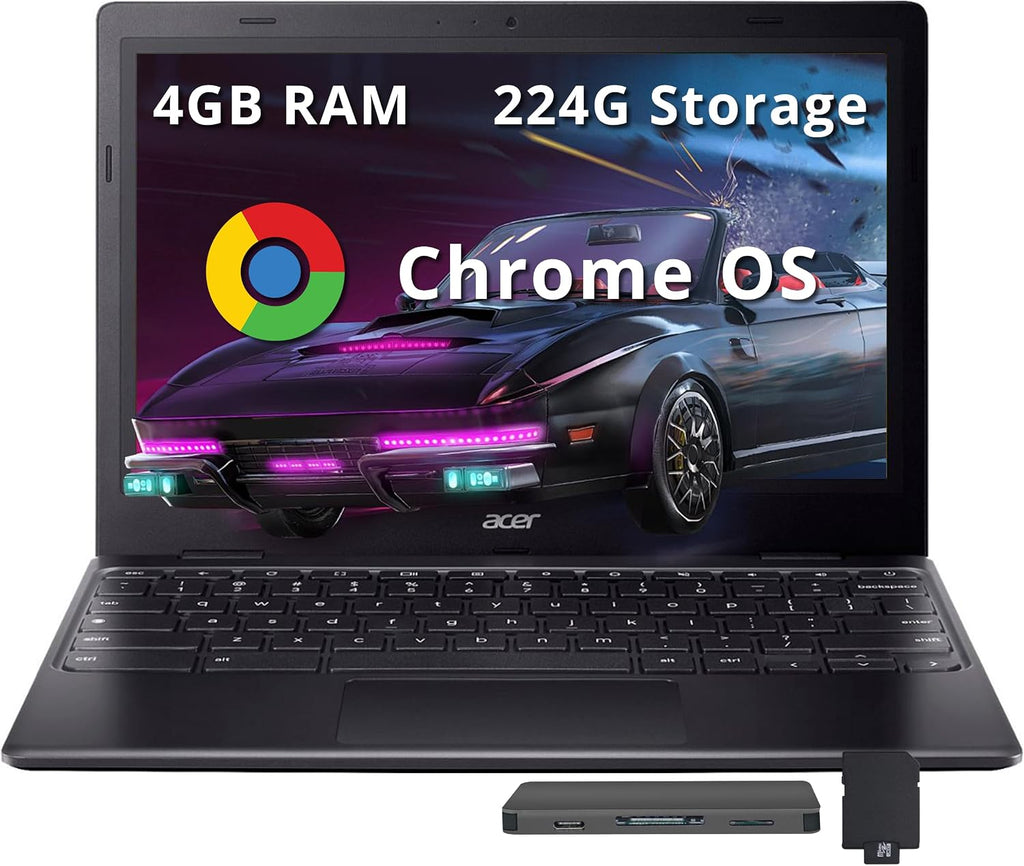 acer Chromebook 311 11.6' HD Laptop, Intel Celeron N4500, 4GB RAM, 224GB Storage (64GB eMMC + 160GB Docking Station Set), Intel UHD Graphics, Wi-Fi 5, Webcam, Chrome OS, Black
