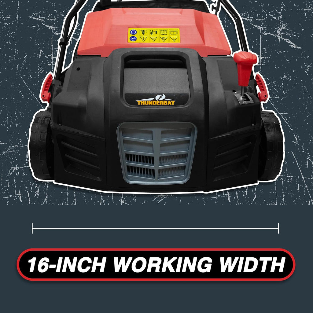 Thunderbay 2-in-1 Electric Dethatcher and Scarifier w/Grass Collection Bag 16-Inch 15-Amp Lawn Mowers Walk-Behind Corded Lawnmower