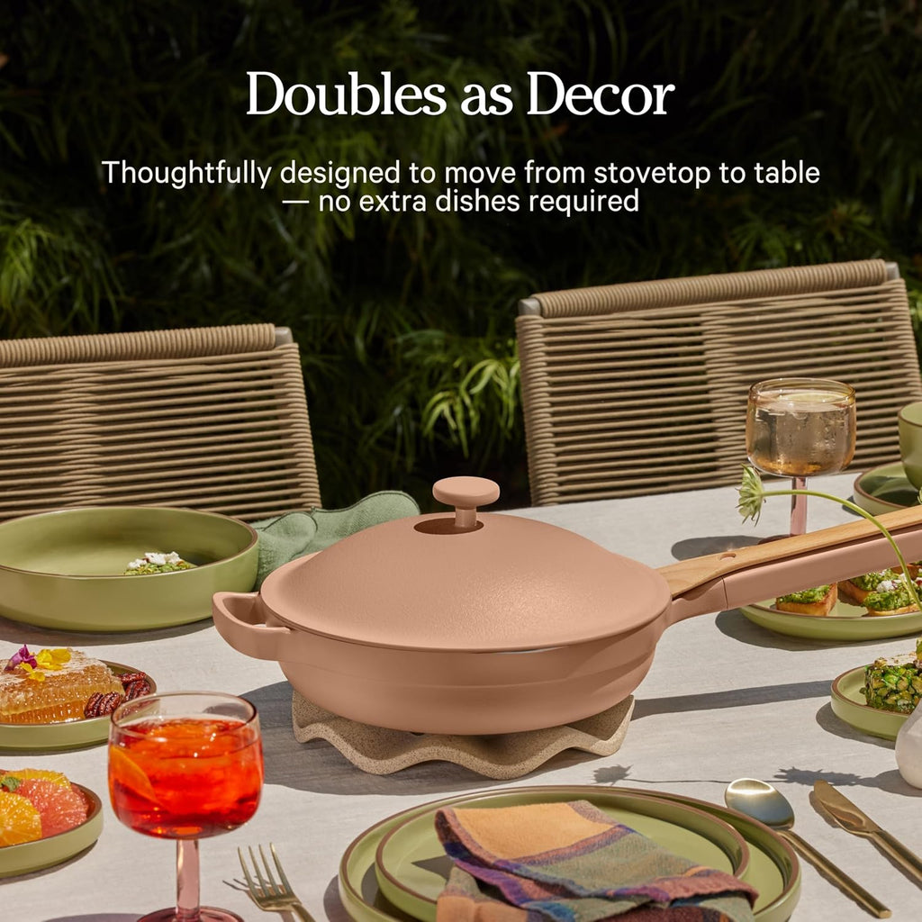 Our Place Large Always Pan | 12.5' Ceramic Pan with Modular Lid & Beechwood Spatula | Patented 10-in-1 Nonstick, Non-Toxic Cookware Made Without PFAS | Induction & Oven-Safe up to 450°F | Spice