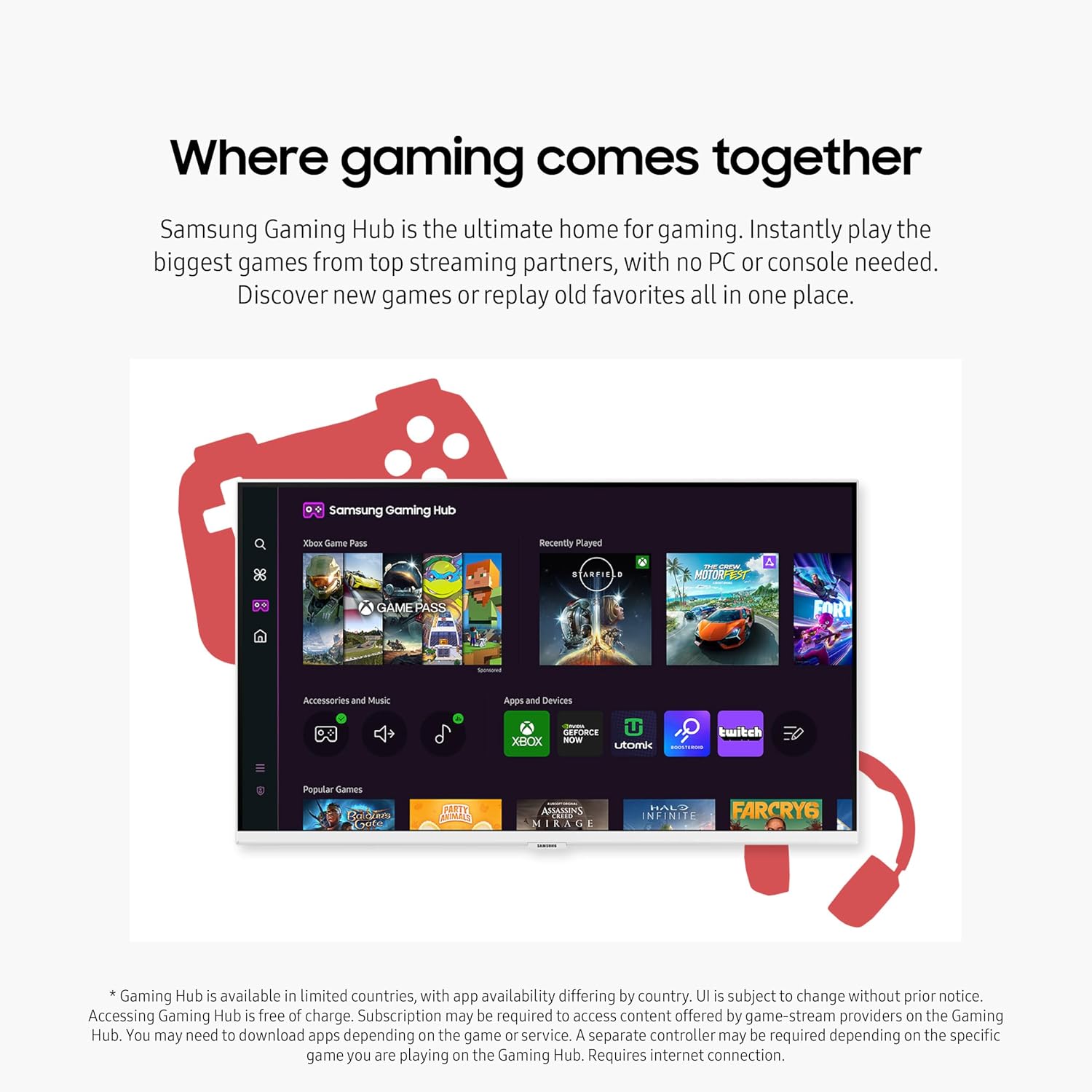 SAMSUNG 32-Inch M5 (M50D) Series FHD Smart Monitor with Streaming TV, Speakers, HDR10, Gaming Hub, Multiple Ports, Workout Tracker, Vision Accessibility Tools, LS32DM501ENXZA, 2024