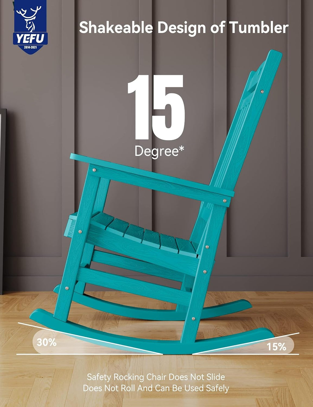 YEFU Outdoor Rocking Chairs Set of 2: Porch Rocking Chairs-Outdoor Patio Rockings Chair-Oversized Rocker Chair-All Weather Poly Rocker Lawn Chair for Adult-Seat Area 22'x21'-Backrest Height 31'-Aruba