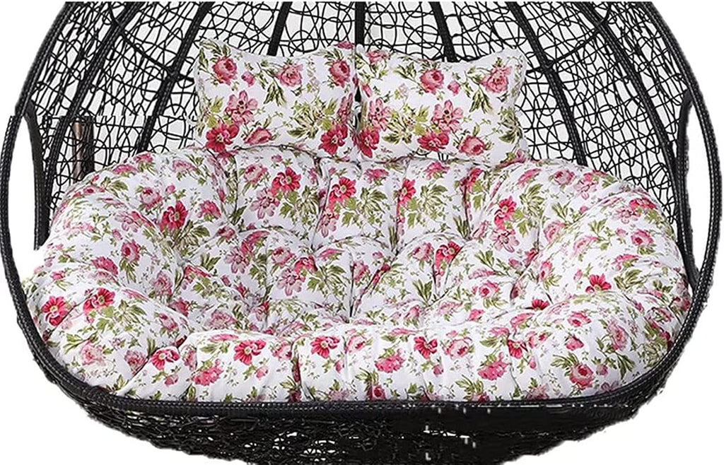ZTGL Hammock Swing Chair Cushion, Double Egg Chair Cushion Replacement, Outdoor Patio Wicker Loveseat Hanging Swing Egg Chairs for 2 Persons Patio Backyard Balcony,Flower d