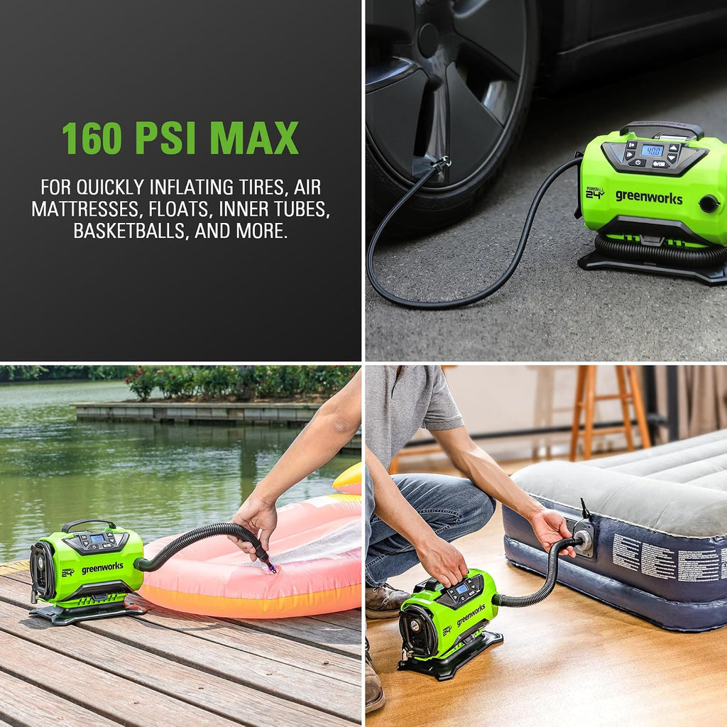 Greenworks 48V (2x24V) 21' Brushless Self-Propelled Mower,500 Lumen Lantern,Fan,Mini Bluetooth Speaker,Inflator,Combo Kit,(2) 5Ah &(2) 2Ah Battery &2 Charger