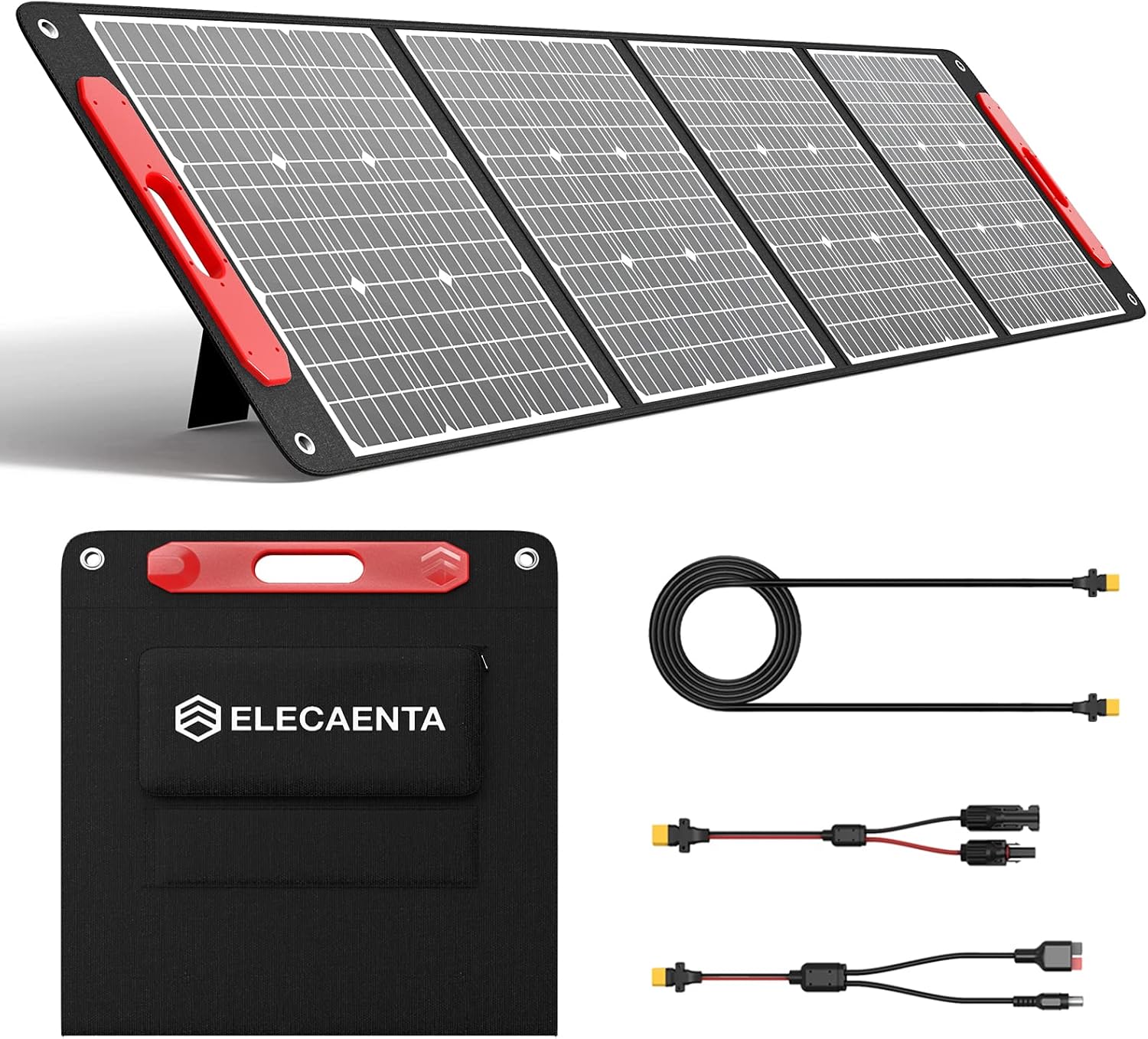 ELECAENTA 200W Portable Solar Panel for Jackery/EF Ecoflow/Bluetti/Anker Power Station, 25% Conversion, Ultra Lightweight, Flexible & Foldable Solar Charger for Outdoors RVs Camping Off Grid