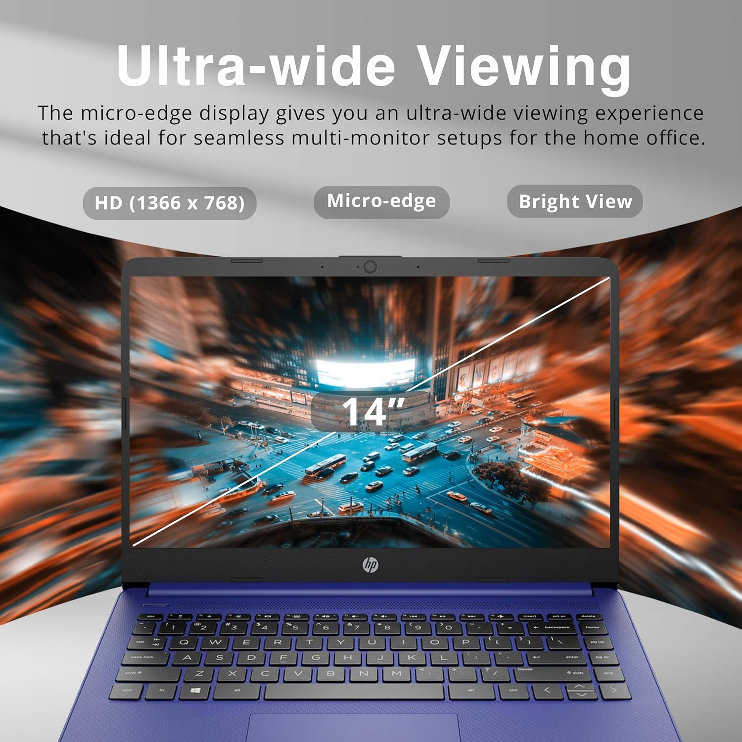 HP Stream 14″ HD Laptop for Students & Business, Intel Celeron Processor, 8GB RAM, 224GB Storage (64GB eMMC + 160GB Docking Station Set), UHD Graphics, 1 Year Office 365, 720p Webcam, Win 11, Blue