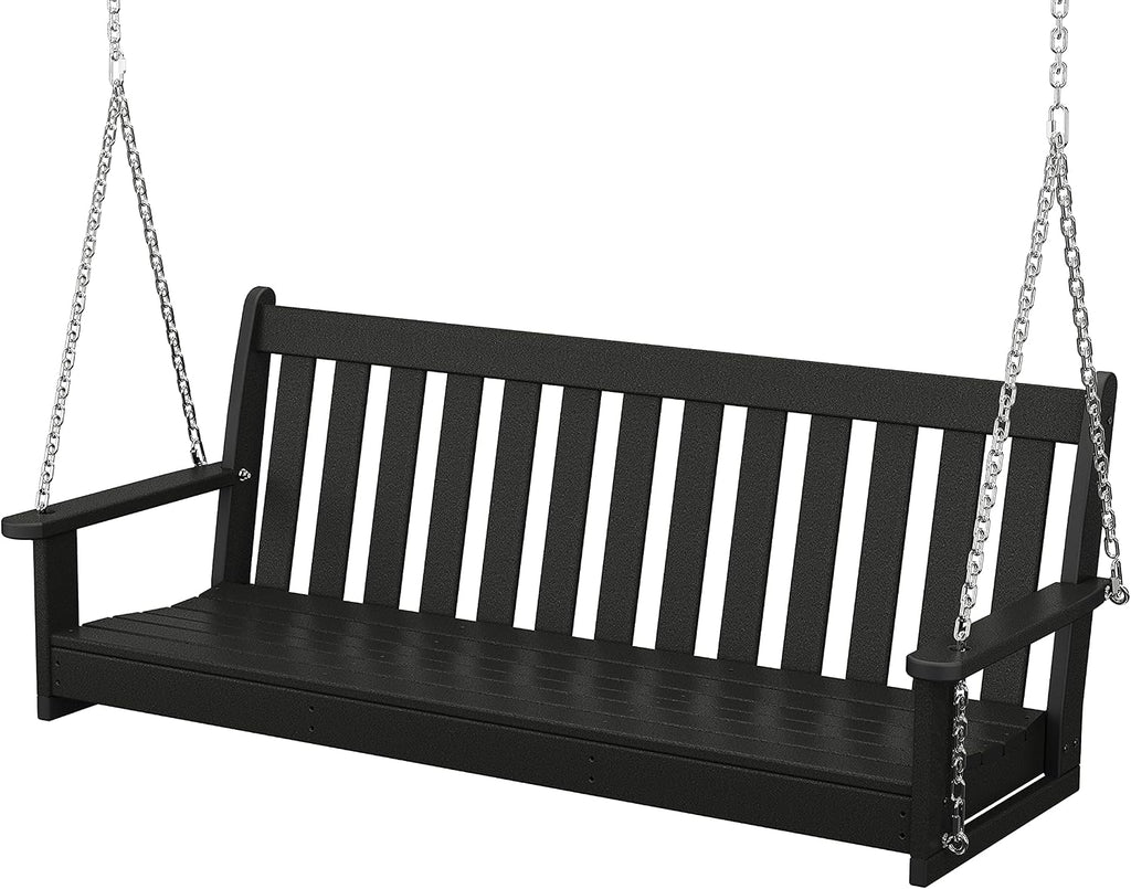 POLYWOOD GNS60BL Vineyard 60' Outdoor Swing, Black