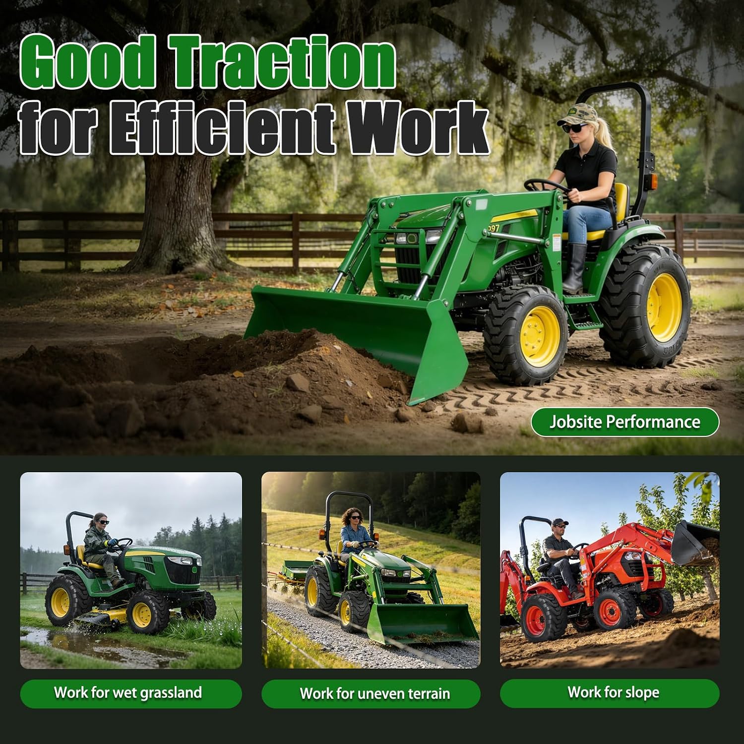 TRIPOWER 18x8.50-10 Garden Tractor Tires, 6 PR Tubeless, R4 Heavy Duty Farm and Lawn Master Tractor Tire Compatible with Kubota John Deere, Set of 2