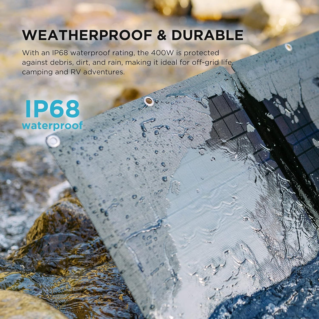 EF ECOFLOW 400W Portable Solar Panel, Foldable & Durable, Complete with an Adjustable Kickstand Case, Waterproof IP68 for Outdoor Adventures