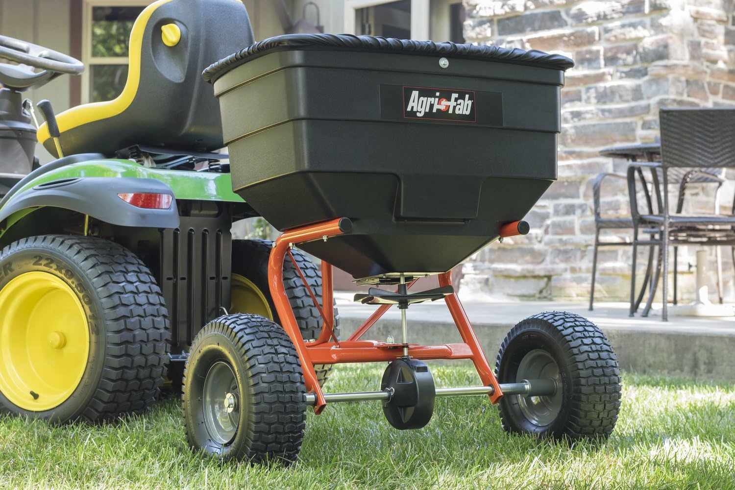 Agri-Fab 45-0329 185 lb. Tow-Behind ATV/UTV Broadcast Lawn Spreader for Seed,Fertilizer,Salt,Ice Melt; Easy to use Flow Control