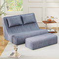 Giant Bean Bag Chair for Adults - Indoor Chaise Lounge with Pillows & Ottomans, All-in-One Sponge Design, Upholstered Loveseat Floor Sofa Chair for Reading, Gaming, Napping, and Movies (SlateGray)