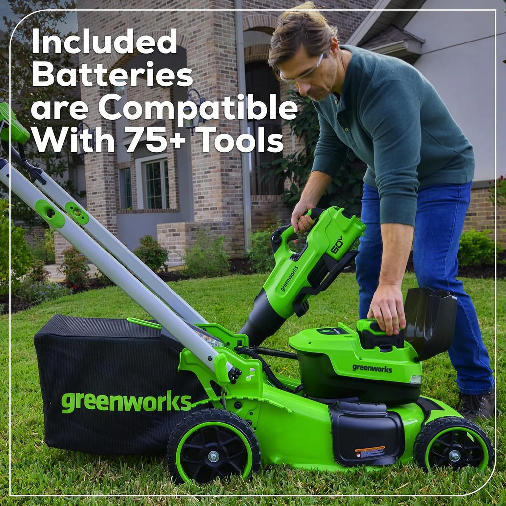 Greenworks 60V 21' Dual-Blade Self-Propelled Lawn Mower with (2) 5.0 Ah Batteries & Rapid Charger