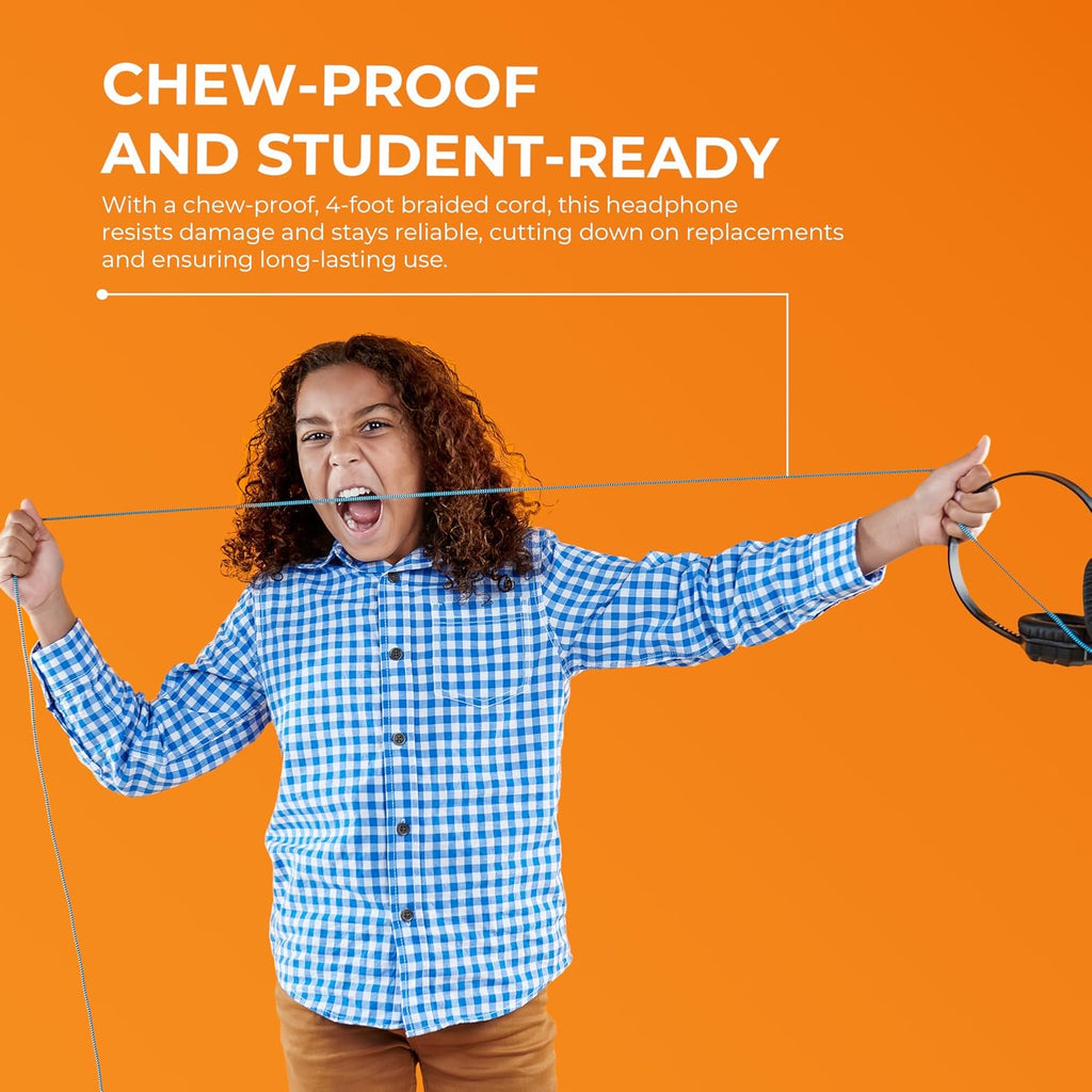 Gumdrop DropTech On-Ear Wired Headphones No Mic | 3.5 mm (10 Pack) - Long Tangle Free Chew-Proof Cord - Rugged Reliable Drop Tested and Comfortable for Kids K-12 Students Classroom and School Use