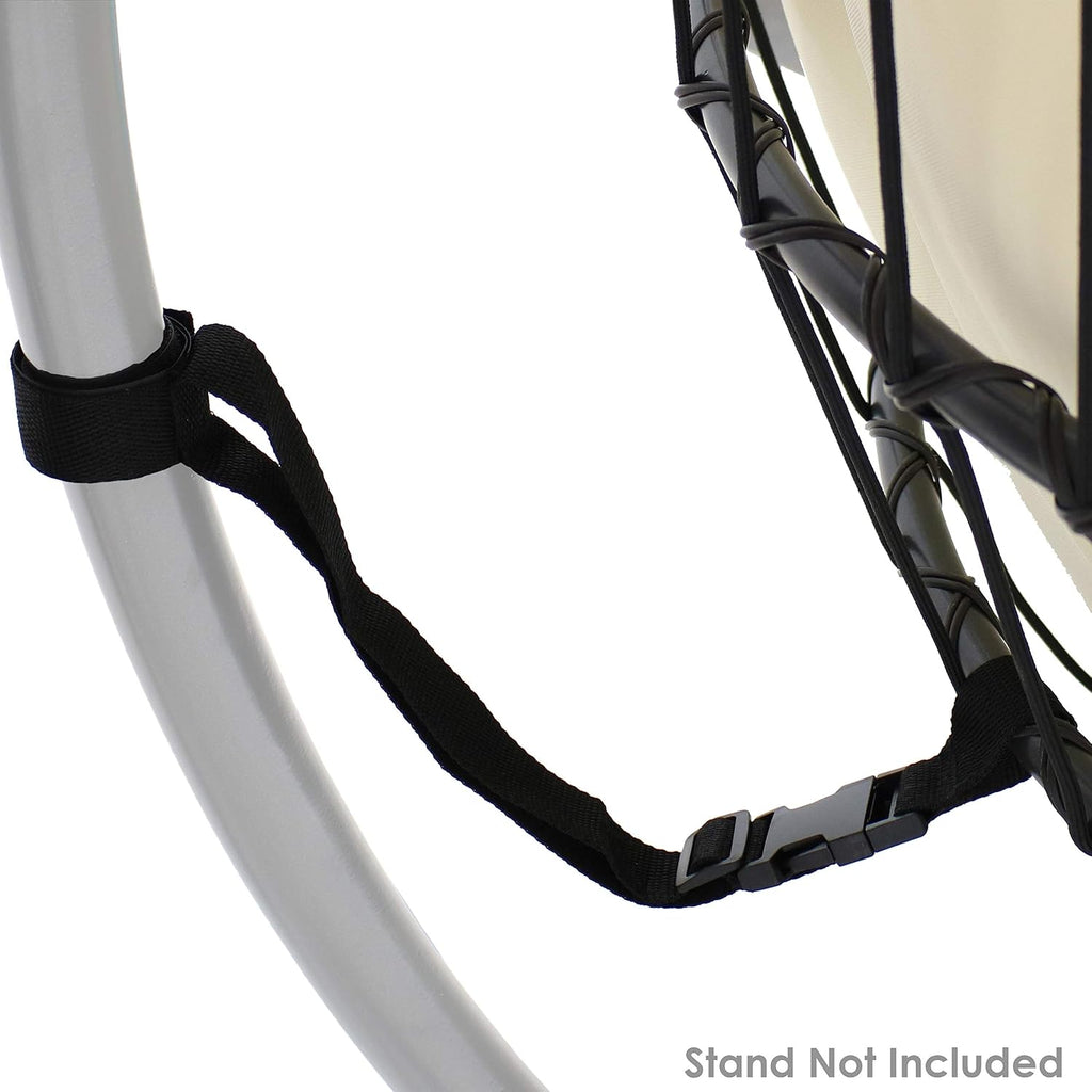 Sunnydaze Penelope Black Steel and Polyethylene Wicker Hanging Egg Chair with Cream Polyester Cushions - 45-Inch Tall