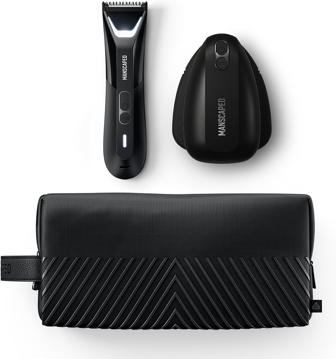 MANSCAPED® The Lawn Mower® 5.0 Ultra & The Face Buffer PRO - Men's Groin & Body Hair Trimmer & Electric Silicone Face Scrubber for Deep Cleaning & Exfoliating Your Skin, The Shed 2.0 Toiletry Bag