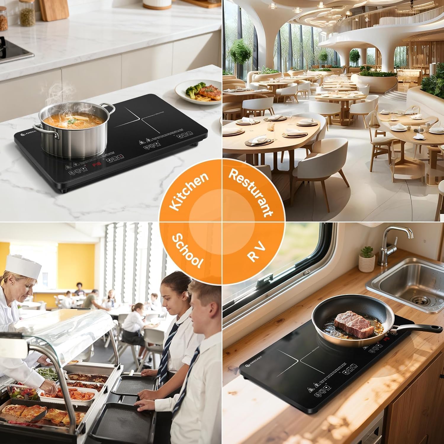 AMZCHEF 2-Burner-Electric-Cooktop-Electric-Stove & AMZCHEF Portable-Induction-Cooktop-2-Burner-ETL-Certified