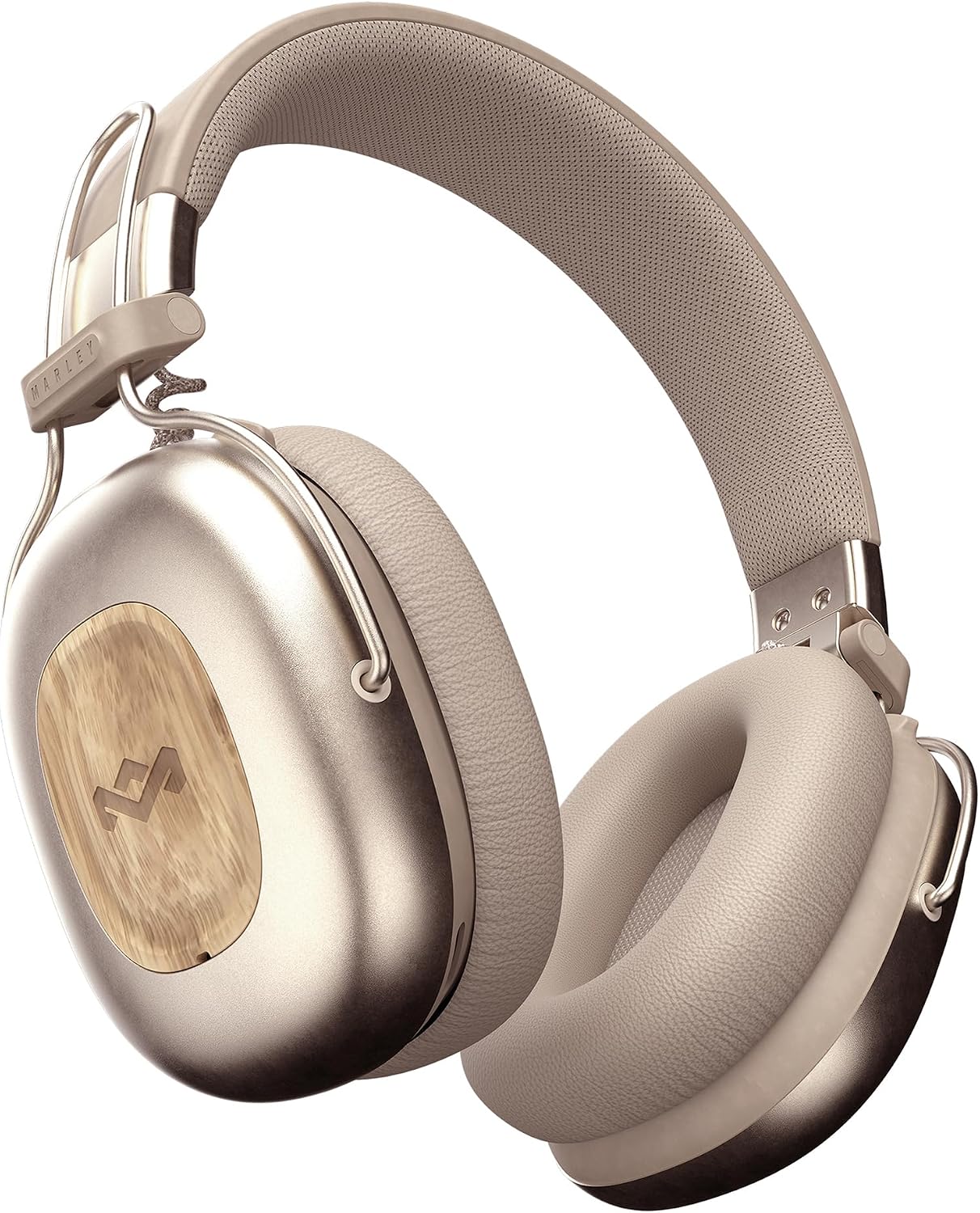 House of Marley Positive Vibration Rebel Wireless ANC Headphones - Over Ear Bluetooth Earphones with Adaptive Noise Cancelling, 130 H Playtime, IPX5, Sustainable Materials (Cream)