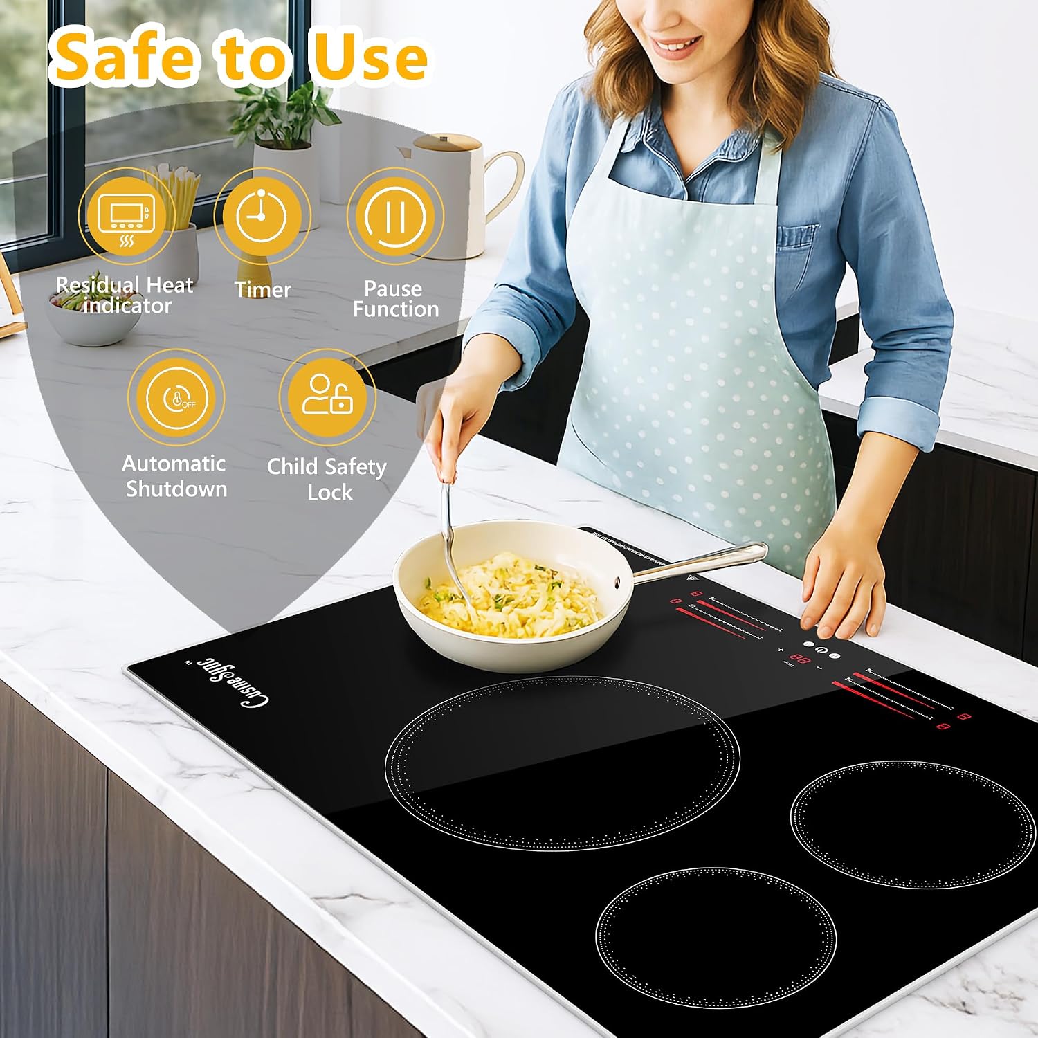 30 Inch Induction Cooktop, 4 Burner Built-In Electric Stove Top, Fast Heating with Power Boost, Touch Control, 9 Power Levels, Child Lock & Timer, Modern Kitchen Upgrade