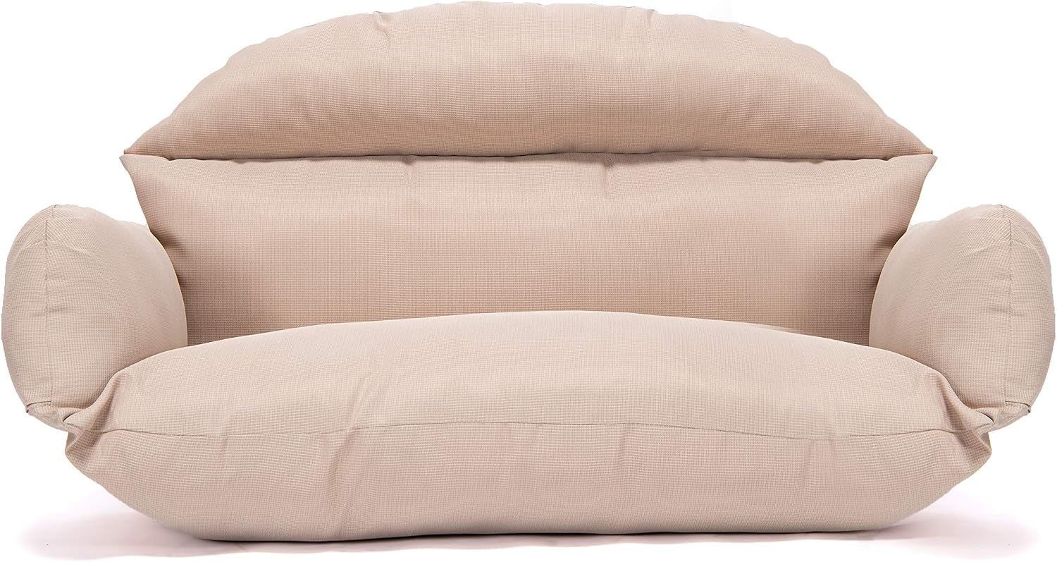 LeisureMod 2 Person Hanging Egg Chair Cushion - Beige, Weather-Resistant, Quick-Drying Fabric with Soft Cotton Filling, Machine Washable