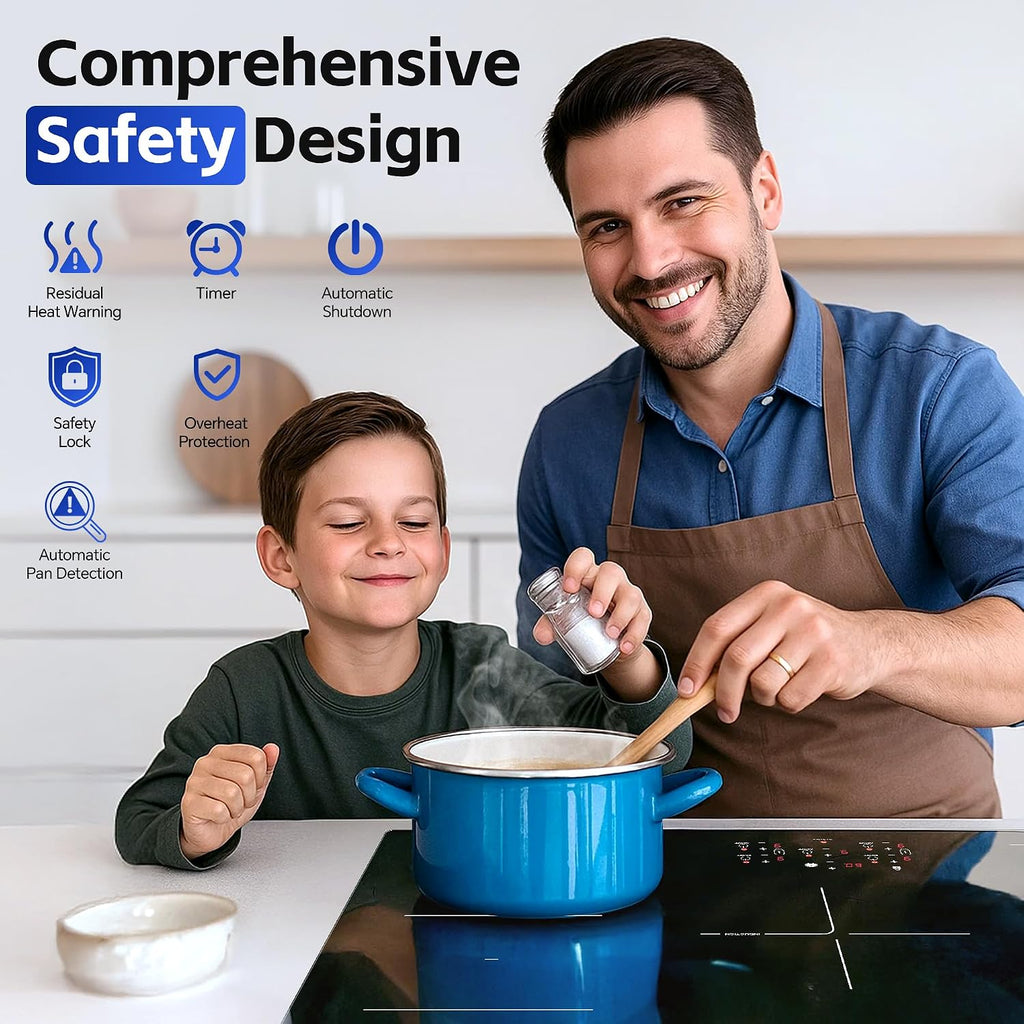 36 Inch Electric Induction Cooktop 5 Burners, 10800W Built-in Induction Stove Top with Double Bridge Function, Booster, Timer, Child Lock, Sensor Touch Control, 240V/50A, No Plug