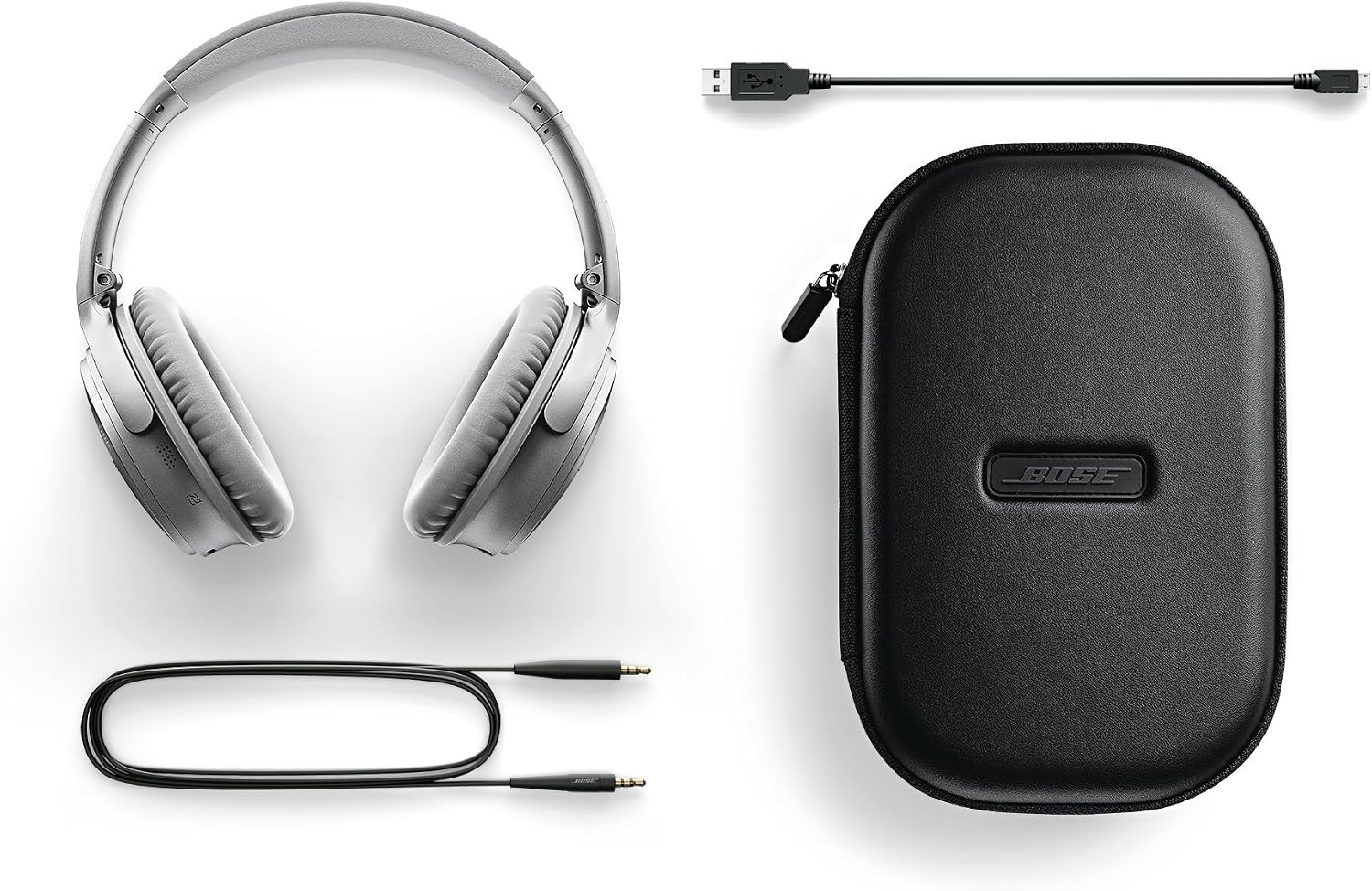 Bose QuietComfort 35 (Series I) Wireless Noise Cancelling Headphones - Silver (Renewed)