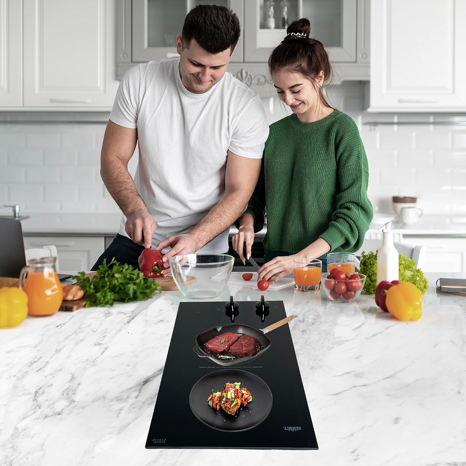 Summit 15' 2 Burner Electric Cooktop. 115 Volt Radiant Cooktop, ADA Compliant, Black- CR2110TK15