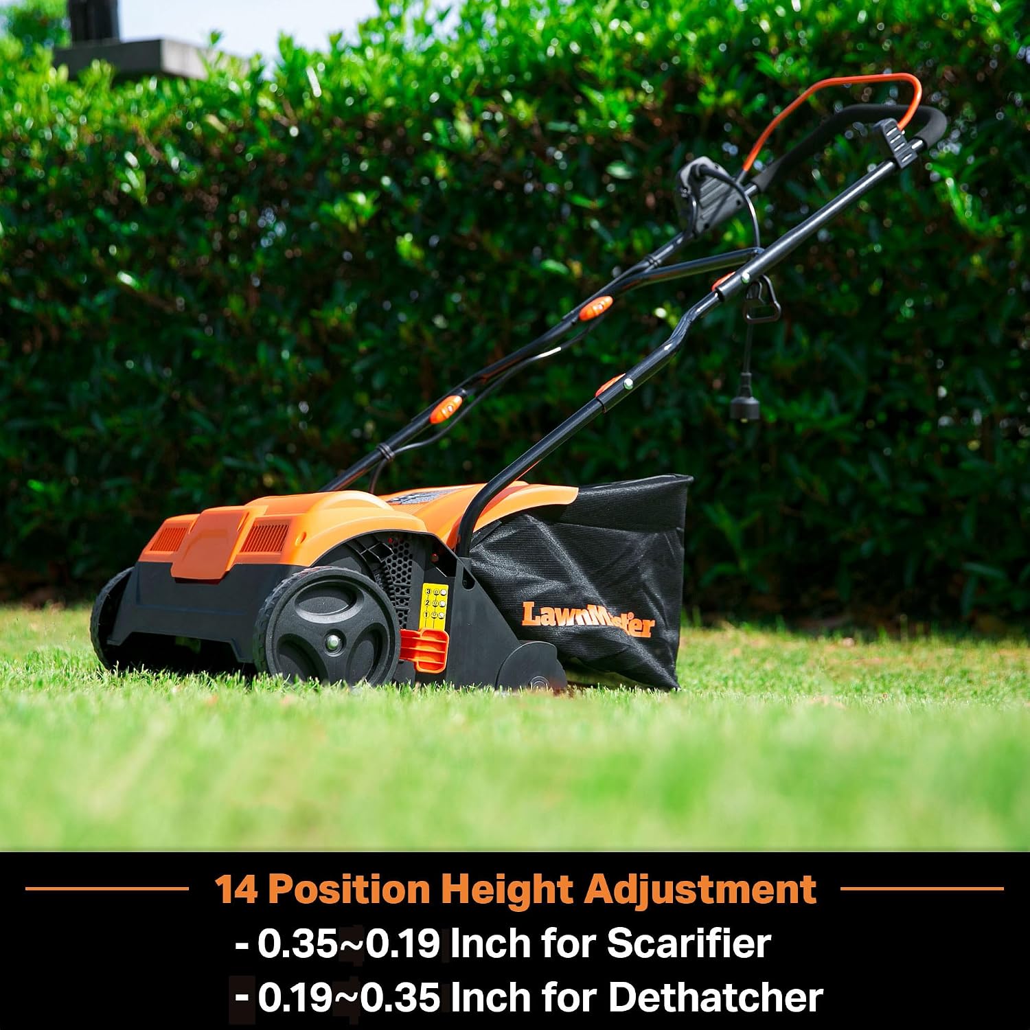 LawnMaster GVB1316 Electric 16' 13 Amp Dethatcher and Scarifier with 12 Gallon Collection Bag