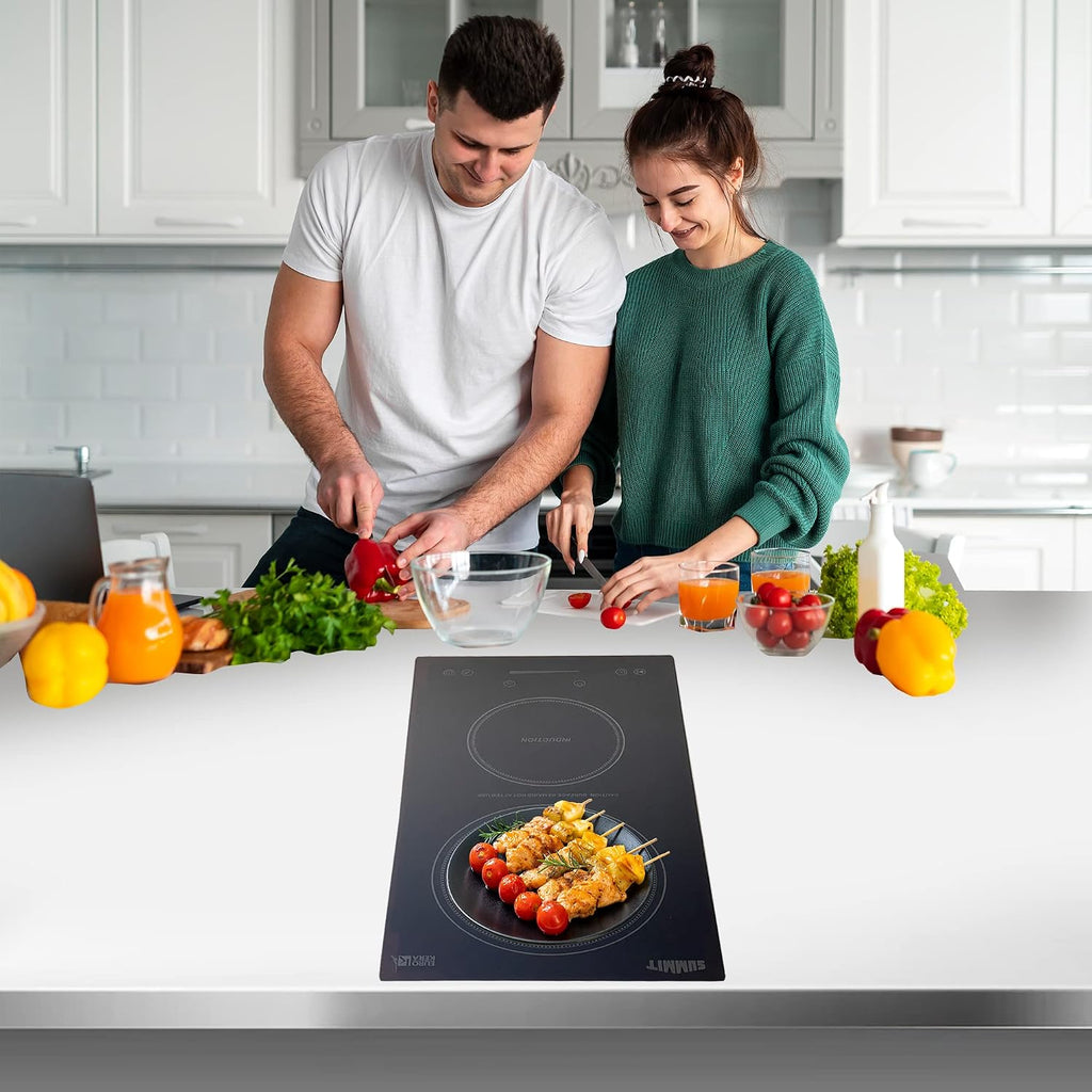 Summit 12' Induction Cooktop, 2 Cooking Zones, 115V Electric Cooktop, ADA Compliant Design, Black- SINC2B115