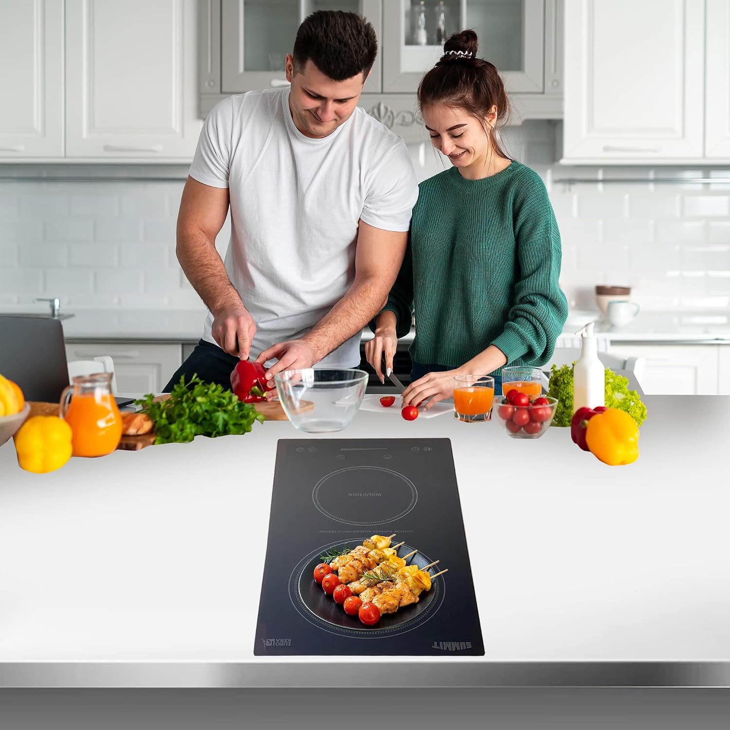 Summit 12' Induction Cooktop, 2 Cooking Zones, 115V Electric Cooktop, ADA Compliant Design, Black- SINC2B115