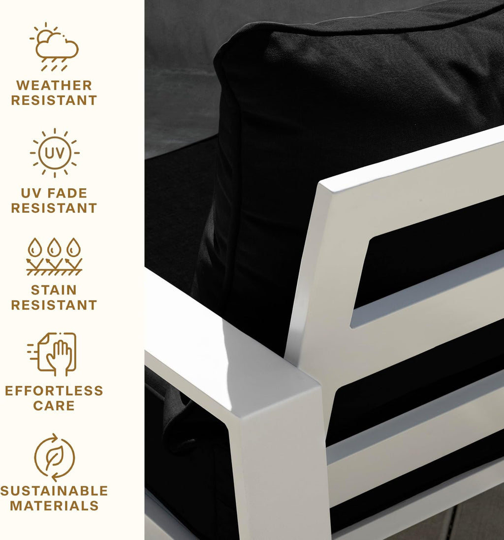 Honeycomb Outdoor Heritage Deep Seat, 23 x 25, Cabana Stripe Black & Ivory Chair Cushion with Removable Cover, for Patio Furniture