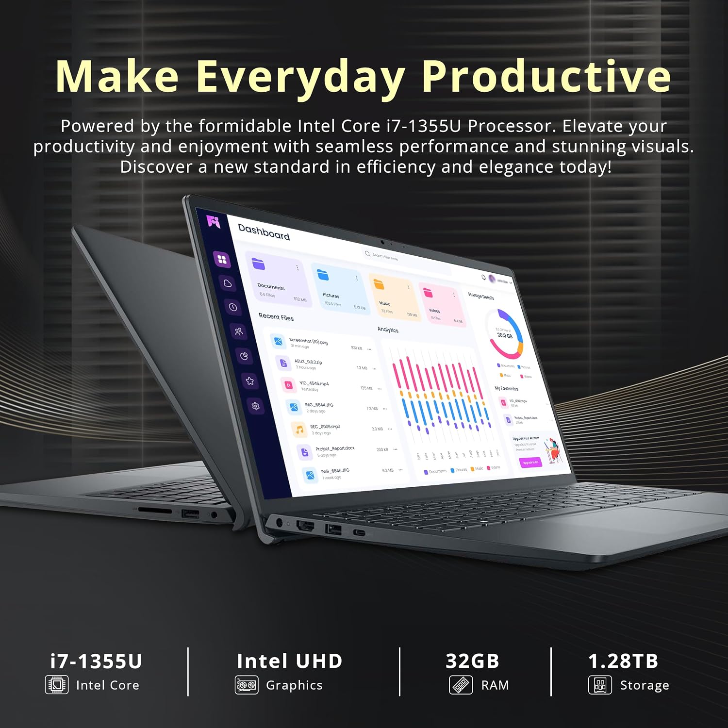 Dell Inspiron 15.6' FHD Touchscreen Laptop, Intel Core i7-1355U, 32GB RAM, 1.28TB Storage (1TB SSD + 288GB Docking Station Set), Wi-Fi 6, Backlit Keyboard, Fingerprint Reader, Windows 11, Black