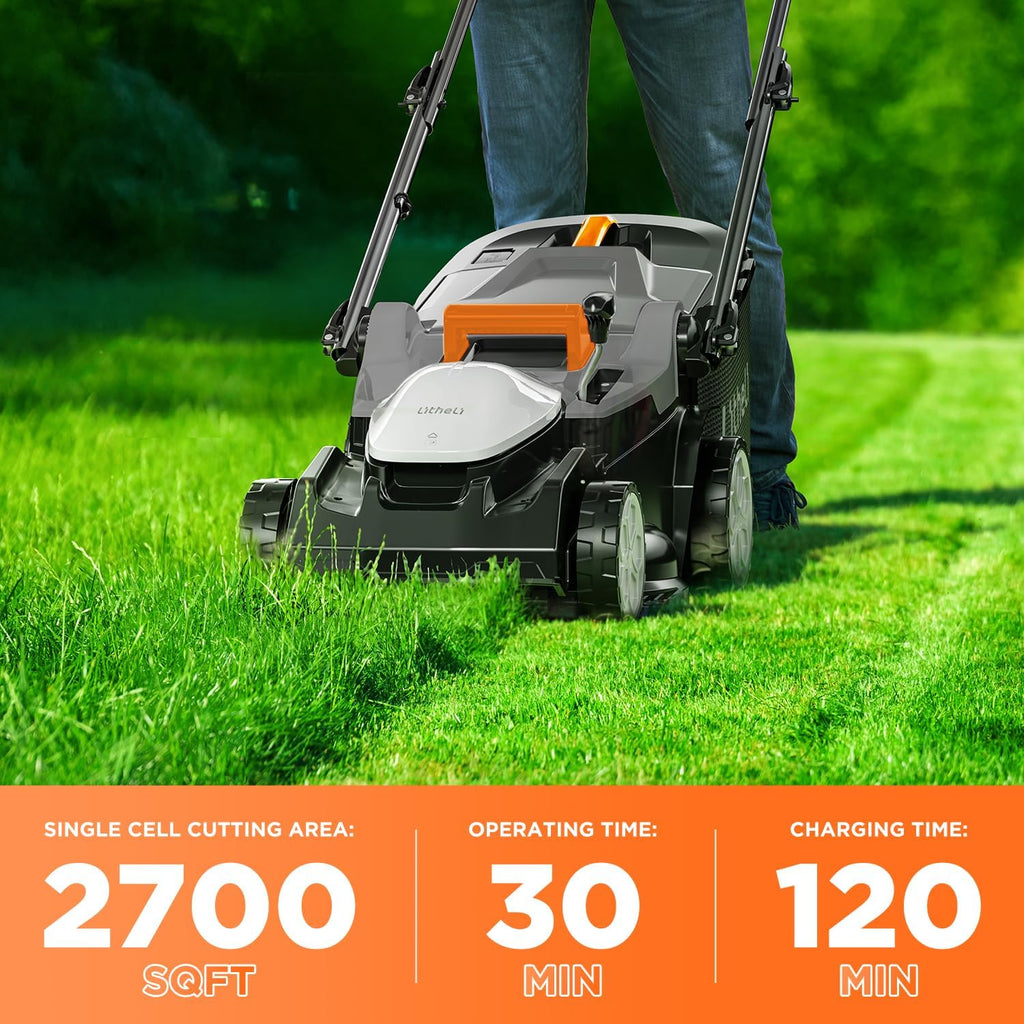 Litheli 40V (2 x 20V) 16' Electric Lawn Mower Cordless, Walk Behind Lawn Mower with 6-Height Adjust, Portable & Lightweight Push Battery Powered Lawn Mower (2 * 4.0AH Batteries Included)