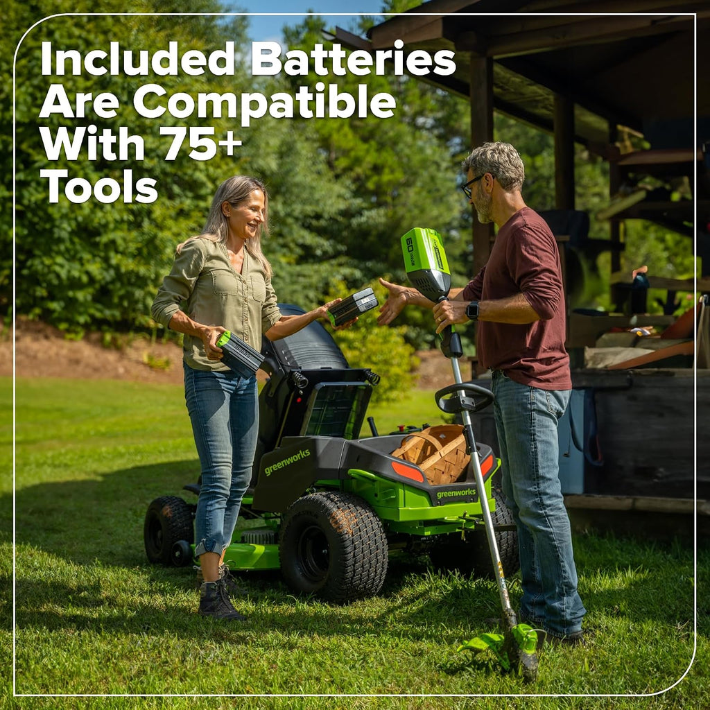 Greenworks 80V 42' CrossoverZ Zero Turn Riding Lawn Mower, (6) 6.0Ah Batteries and 600W Charger