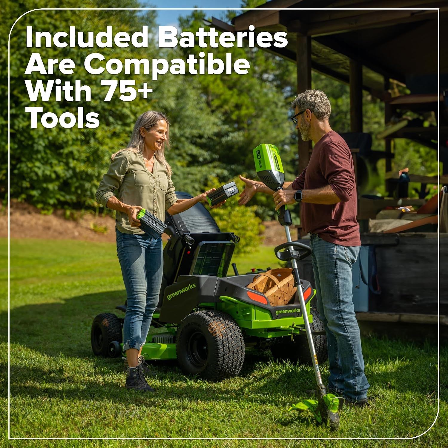 Greenworks 80V 42' CrossoverZ Zero Turn Riding Lawn Mower, (6) 6.0Ah Batteries and 600W Charger