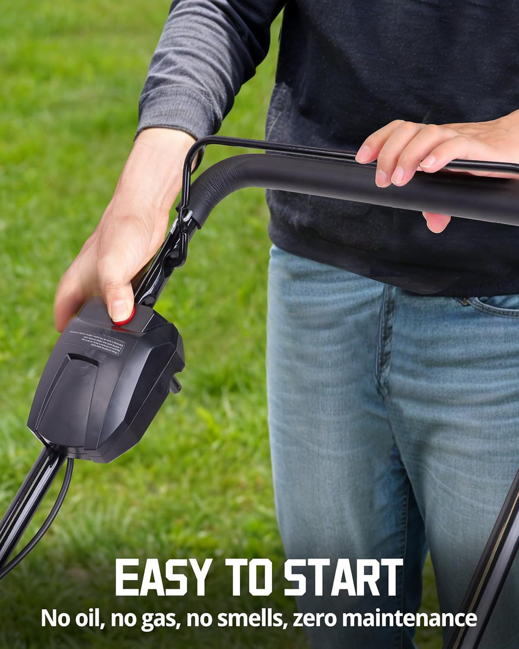 PowerSmart 40V 21' Cordless Lawn Mower, Up to 1/4 Acre, 2 x 40V 4.0Ah Batteries and a Charger Included, 6-Position Height Adjustment
