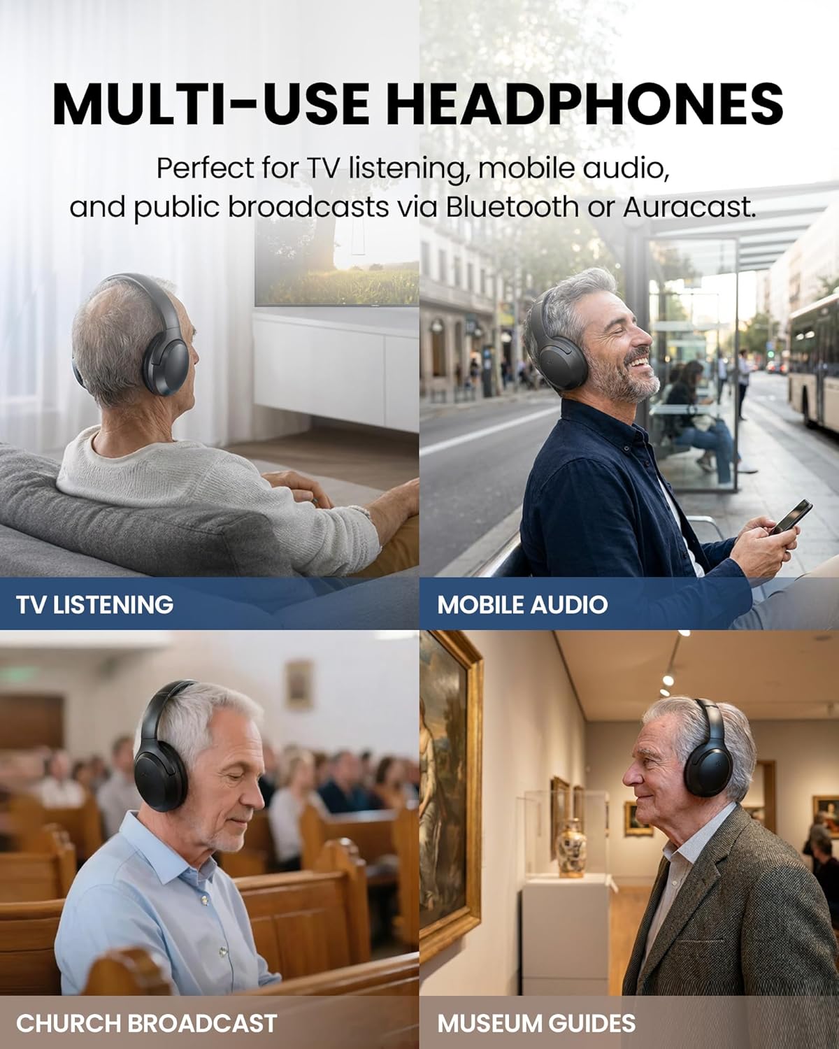 Avantree Opera Aura - Auracast Wireless TV Headphones with HDMI ARC, TV Audio System for Seniors & Hearing Aid Users, Clear Voice, Volume Boost & Audio Sharing