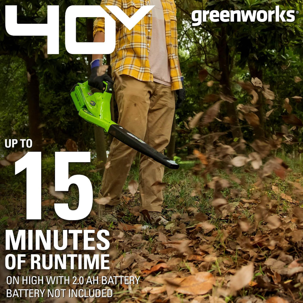 Greenworks 40V 16' Cordless Electric Lawn Mower + 40V Sweeper (150 MPH), 4.0Ah Battery and Charger Included