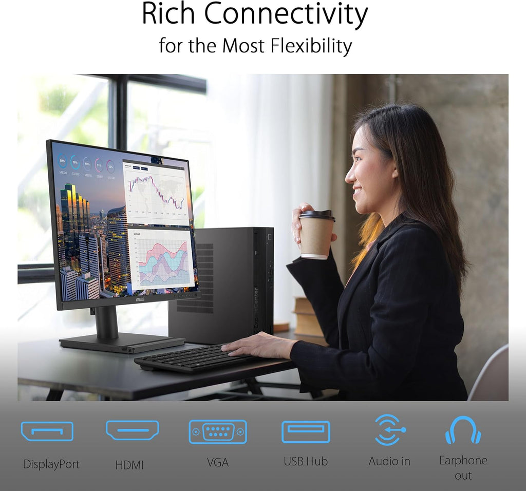 ASUS 24' Business Monitor (BE248QF) - WUXGA (1920x1200), IPS, 100Hz, Frameless, Speakers, Height Adjustable, Ergonomic Design, HDMI, Eye Care, VESA Wall Mountable, 3 yr Warranty