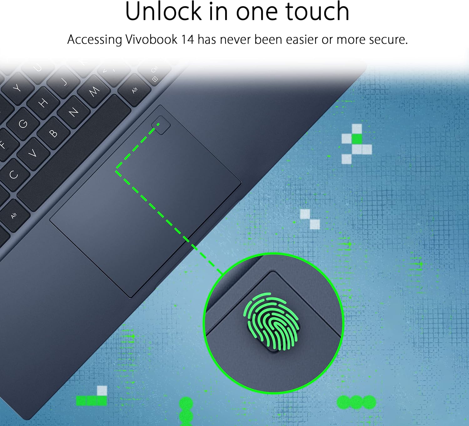 ASUS VivoBook 14 Slim Laptop, 14' FHD Display, Intel Core i3-1215U CPU, Intel UHD Graphics, 4GB DDR4 RAM, 128GB SSD, Fingerprint Sensor, Windows 11 Home, Quiet Blue, F1402ZA-AB31