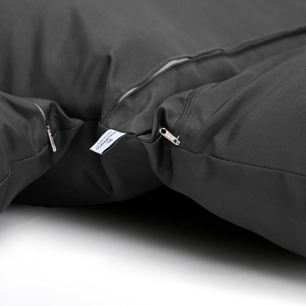LeisureMod 2 Person Hanging Swing Chair Cushion - Black, Soft Breathable Cotton, Removable Zipper Cover, Weather-Resistant & Machine Washable