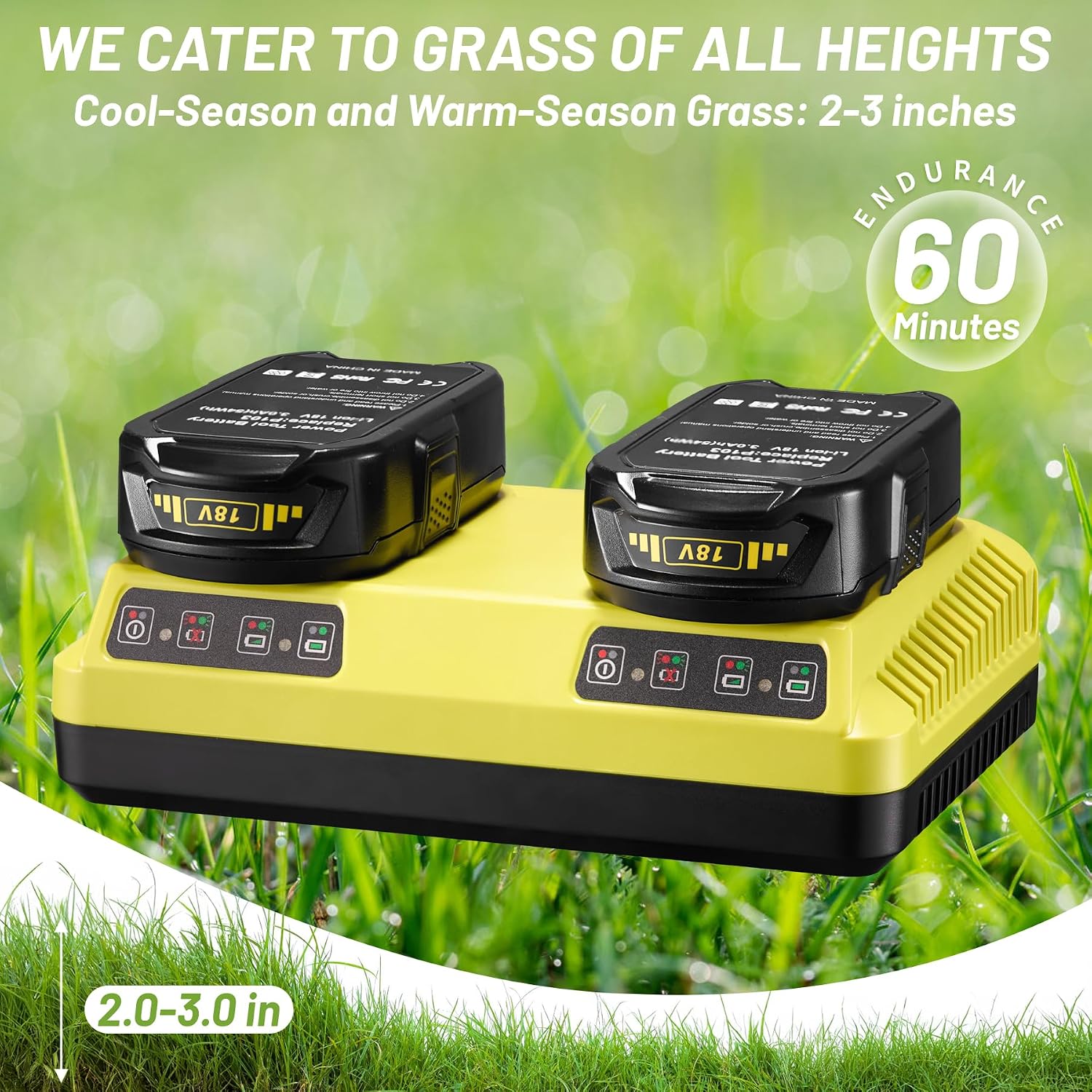 Remote Control Lawn Mower - Cordless All-Wheel Drive RC Mower, 45° Slope Climbing, 2'-3' Height Adjustment, Dual 3Ah Batteries (Up to 60 Min Runtime), No Gas No Oil