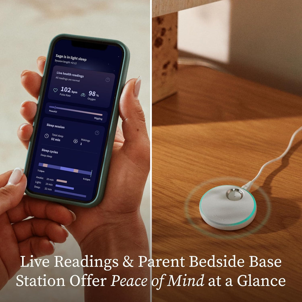 Owlet Dream Sock – Smart Wearable Baby Monitor, Infant SpO2 Monitor Tracks Heart Rate & Oxygen - Parents Receive Alerts, Sleep & Health Insights via App - Bedtime Blue