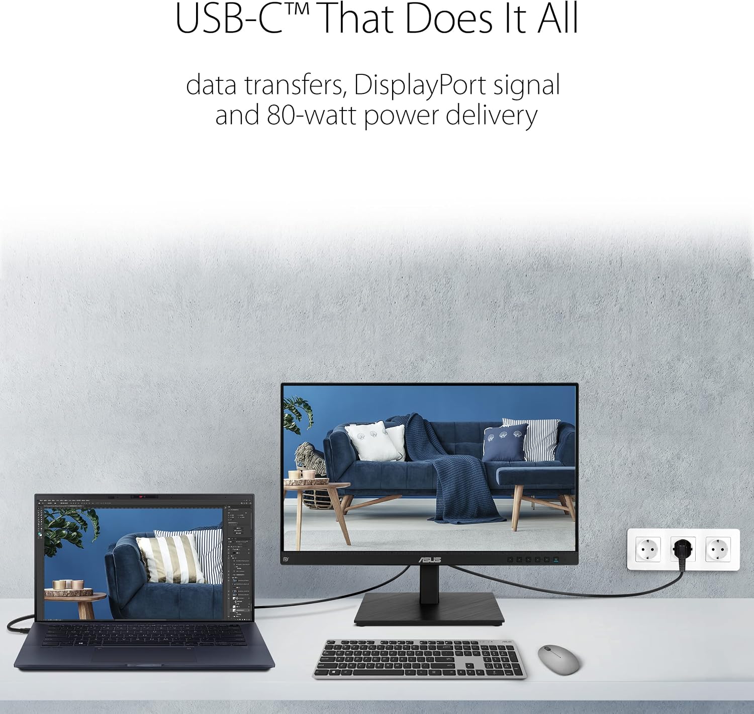 ASUS 24' 1080P Multi-Touch Monitor (BE24ECSBT) - Full HD, IPS, 10-Point Touch, IPS, Eye Care, USB-C with Power Delivery, HDMI, DisplayPort Daisy Chain, Height Adjustable, VESA Wall Mountable