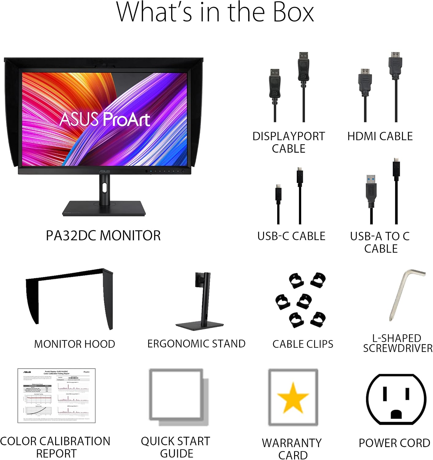 ASUS ProArt Display 31.5' 4K OLED Professional Monitor (PA32DC) - Built-in Motorized Colorimeter, Color Accuracy ΔE<1, 99% DCI-P3, USB-C, Auto Calibration, Compatible with Laptop & Mac Monitor