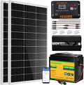 ECO-WORTHY 200 Watt 12V Complete Solar Panel Starter Kit for RV Off Grid with Battery and Inverter: 200W Solar Panels+30A Charge Controller+50Ah Lithium Battery+600W Solar Power Inverter