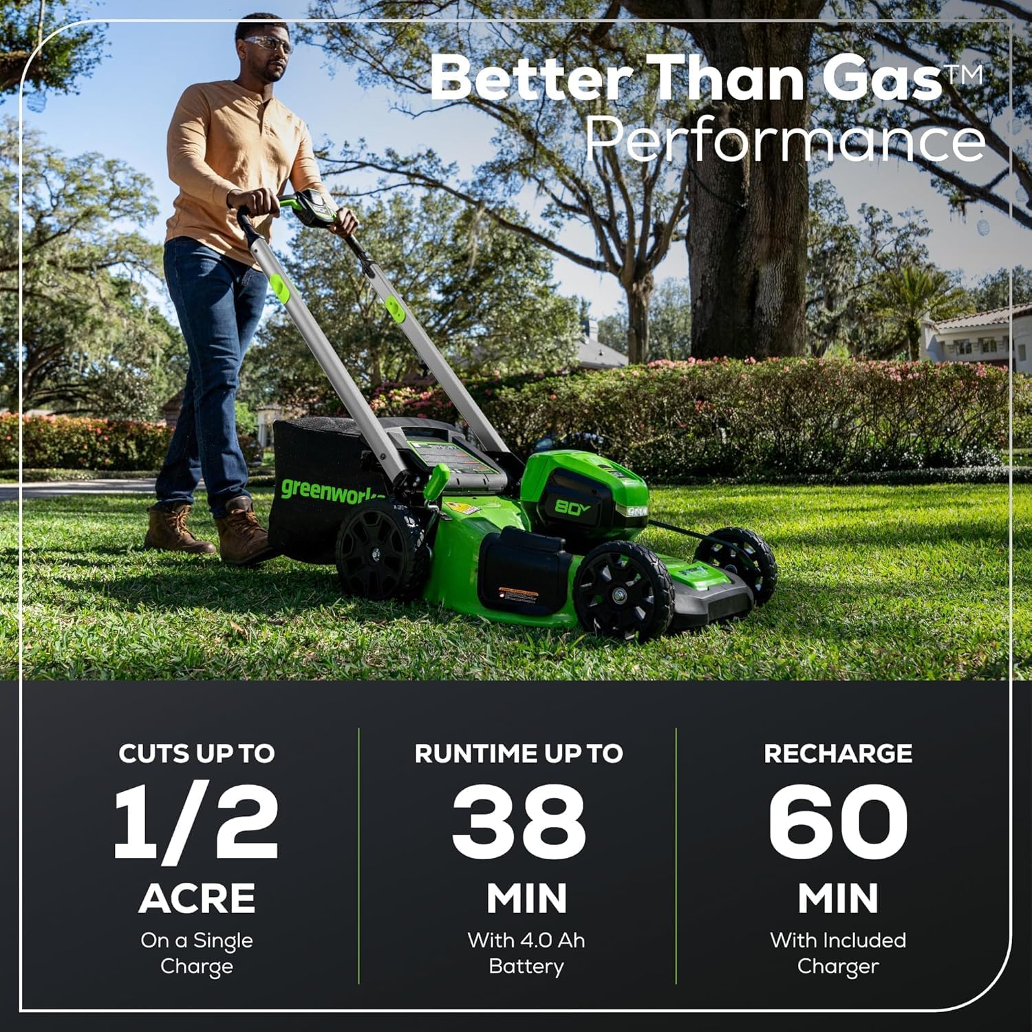 Greenworks 80V 21' Cordless Battery Push Lawn Mower w/ 4.0Ah Battery & Charger String Trimmer Tool only Kit