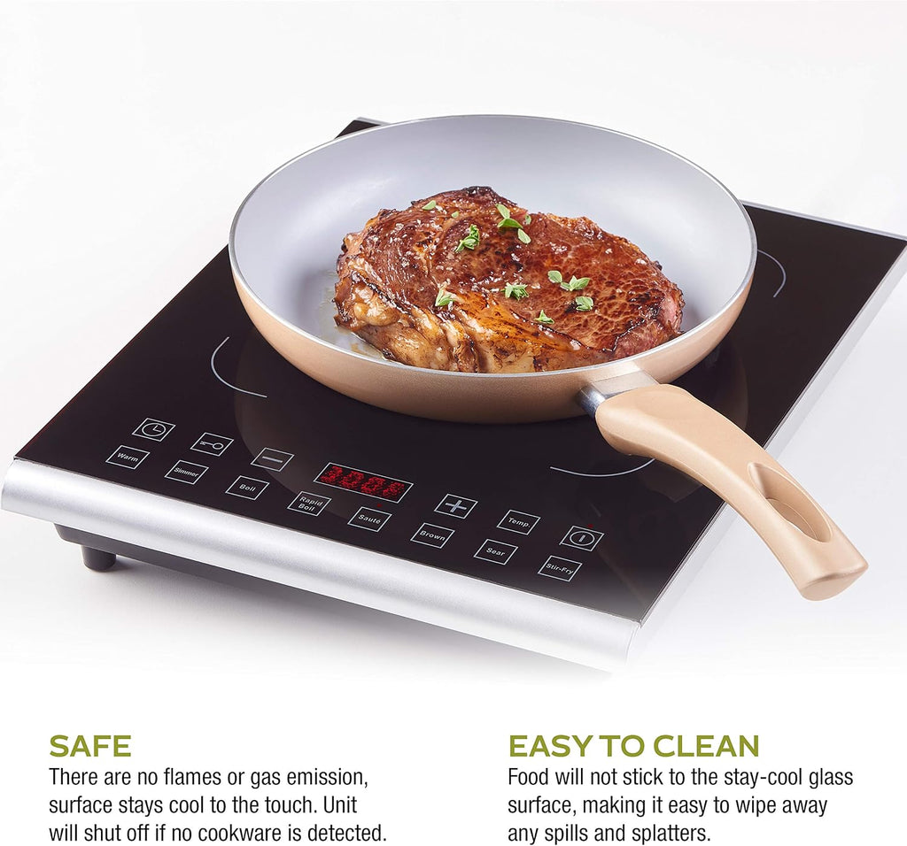 Zavor PRO Portable Induction Cooktop, Magnetic Countertop Burner with 8 Pre-sets and 325°F Temperature Range, 1800W, Black (ZSEPR01)