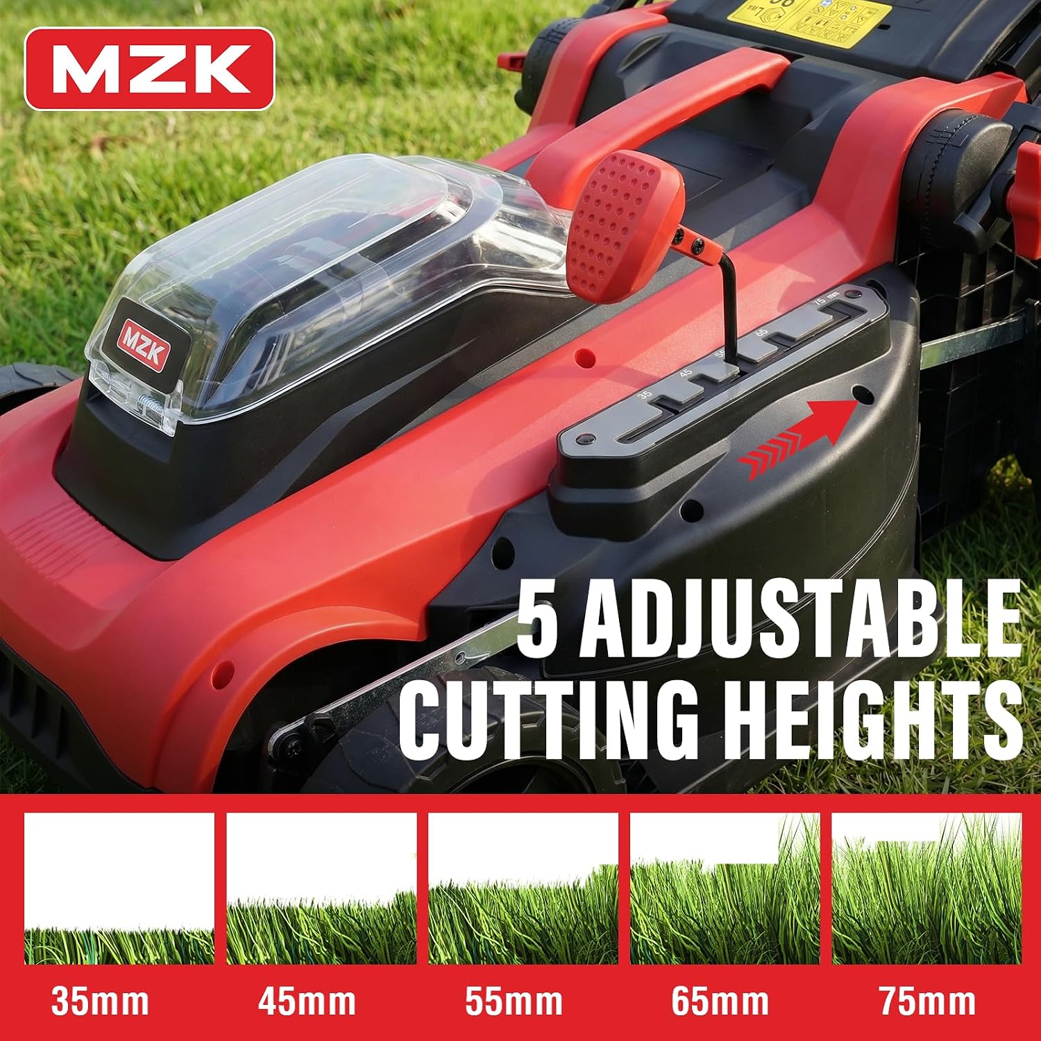 MZK 40V 16' Electric Lawn Mower, 2-in-1 Brushless Cordless Lawn Mower, Walk-Behind Push Mowers with 5-Position Height Adjustment, 2 x 4.0Ah Batteries & Charger Included