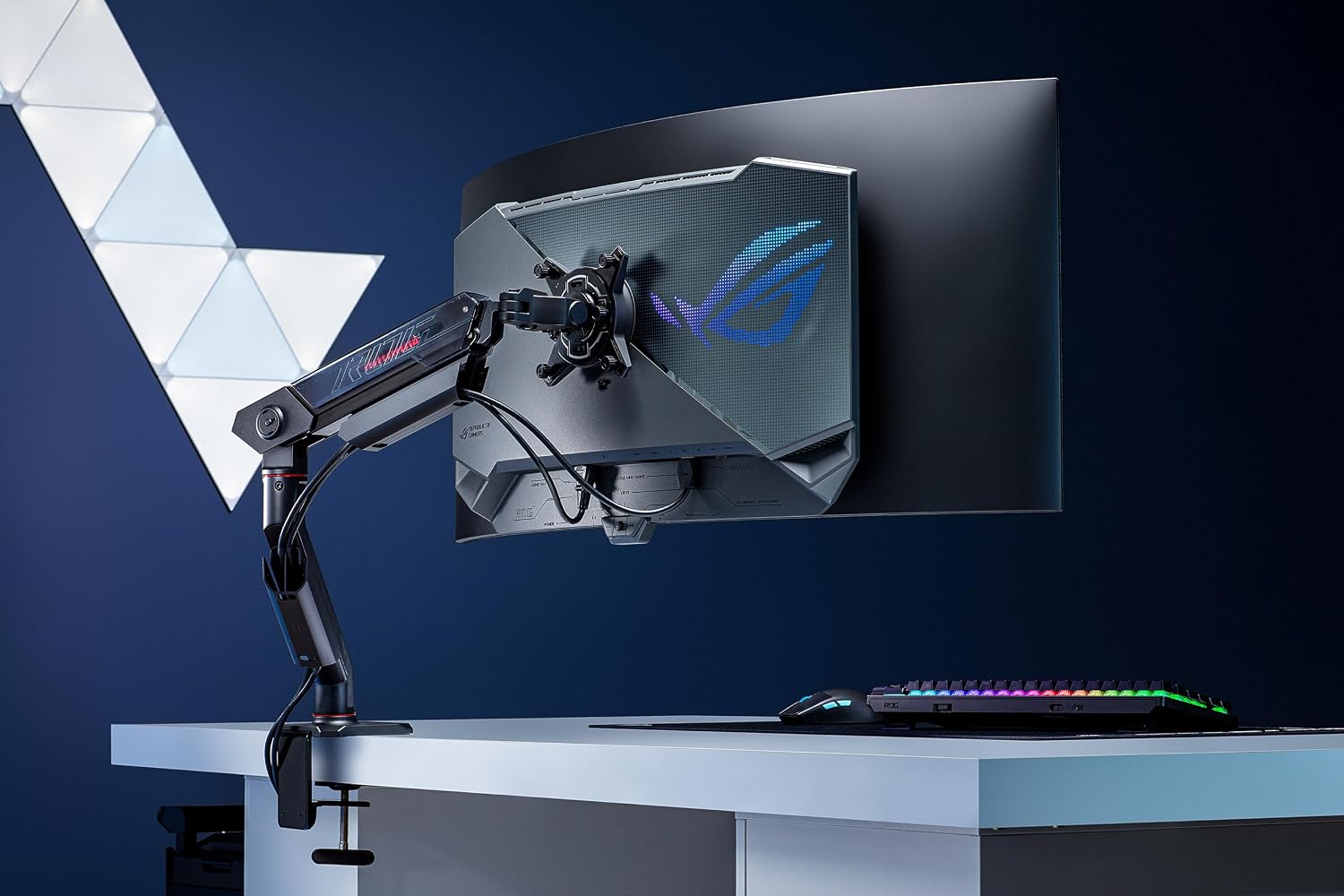 ASUS ROG Ergo Monitor Arm (AAS01) - Monitor Mount with Cable Management, Ergonomic, Pivot, Swivel, Height Fully Adjustable, Clean Desk Setup, up to 39 inches*,23lbs*, VESA 100x100, Mechanical Spring