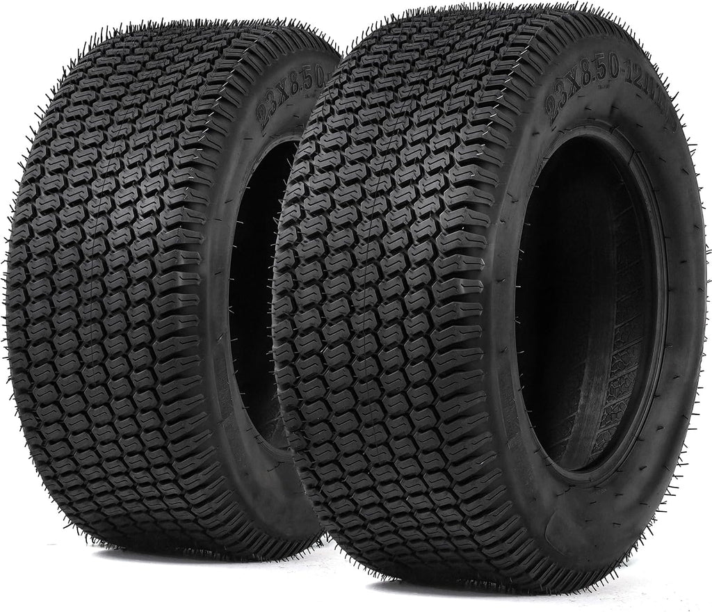 YITAMOTOR 23x8.50-12 Lawn Mower Tires (Set of 2), 4 Ply Tubeless Tractor Turf Tire, 23x8.50x12 Lawnmower Tires Fits Most Lawn & Garden Vehicle, 1190LBS Capacity